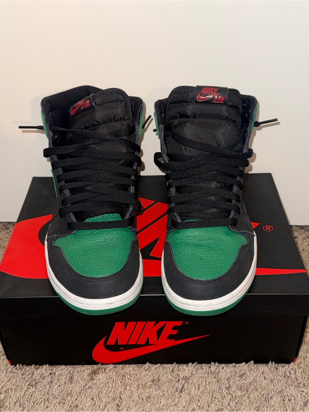 Nike Kids Black and Green High-Top Sneakers